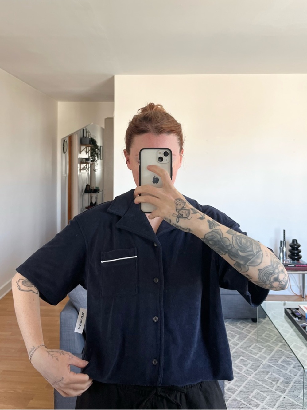old navy cropped button up